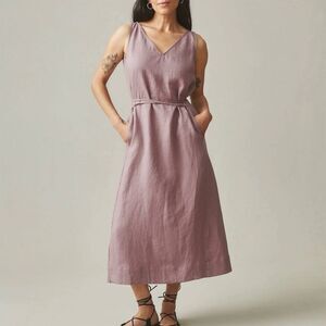 NWOT American Giant Women's Linen Tie Dress Twilight Mauve Size S
